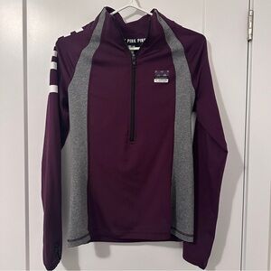 PINK By Victorias Secret Ultimate Half- Zip Pullover Maroon Grey Size XS Women’s